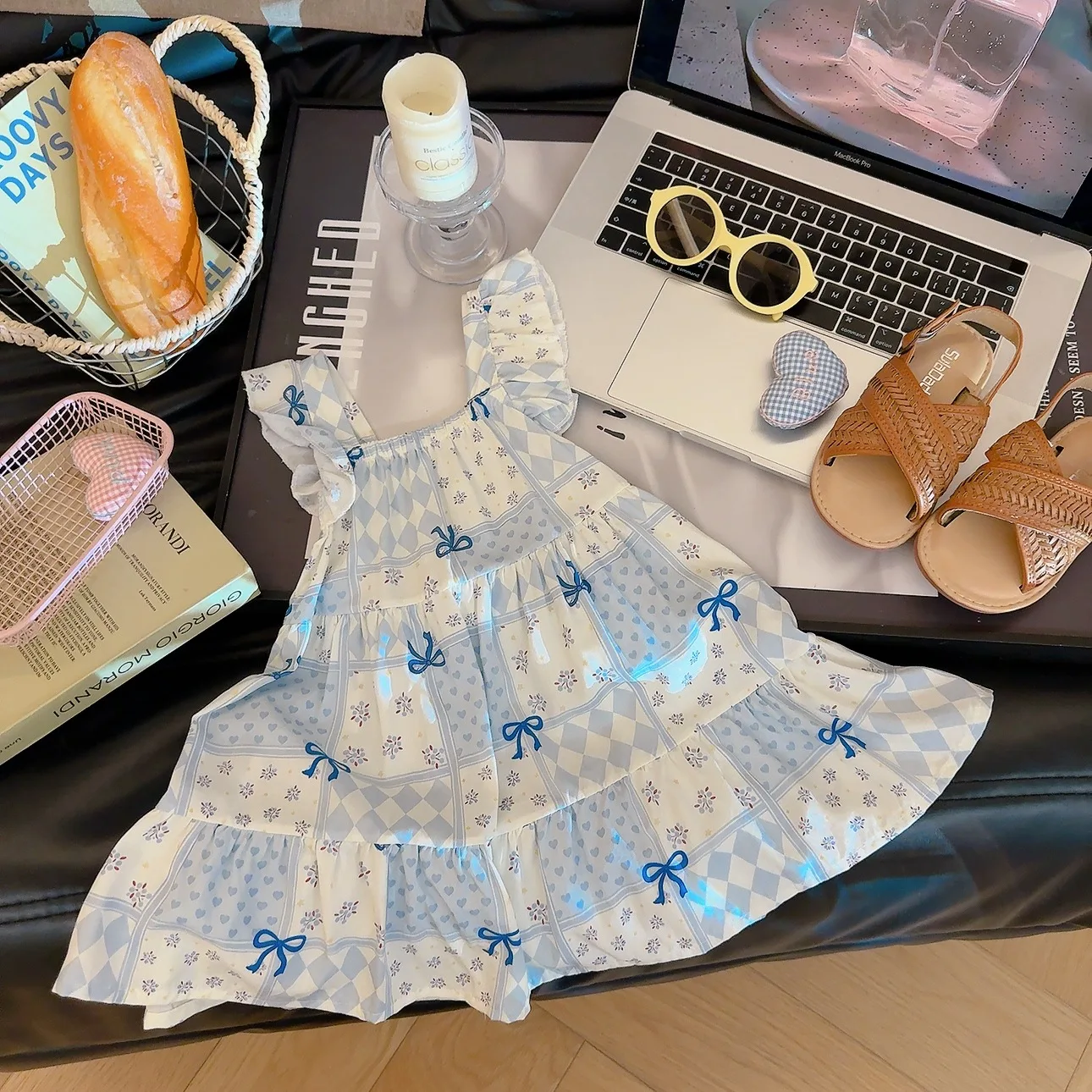 Kinderkleidung Sommer Mädchen Blumenprint Kleid Lässiges Sommerkleid Süße Partykleidung für 1-8 Jahre alte Kinder Strand-Westenkleider – Detail 10