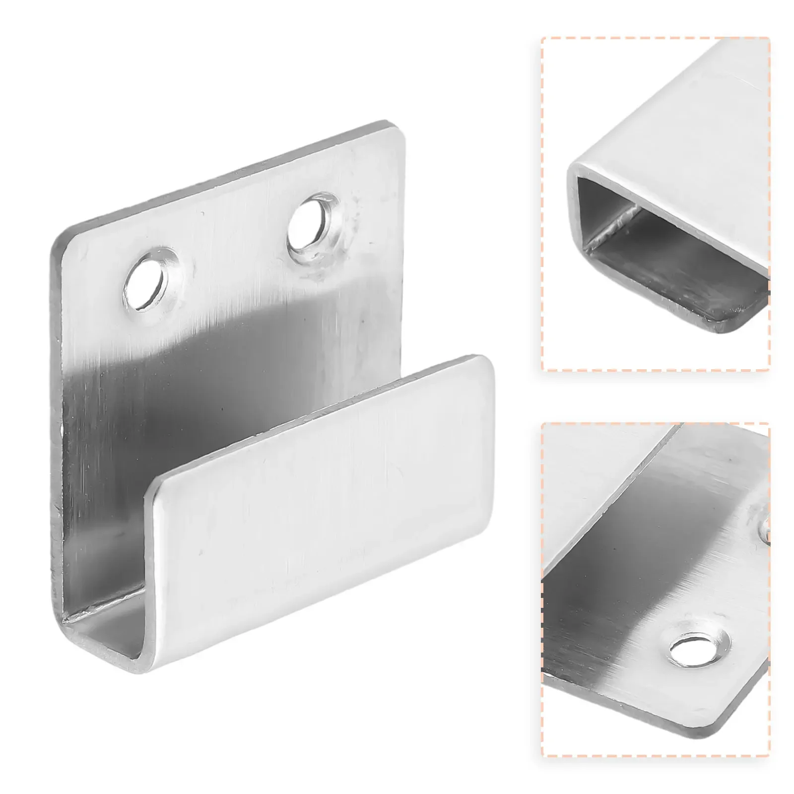 U-Shape Corner Brackets Hanging Silver Stainless Steel Fixing Clip Hanging Hook For Mirror Support Display Wall Hook Accessory
