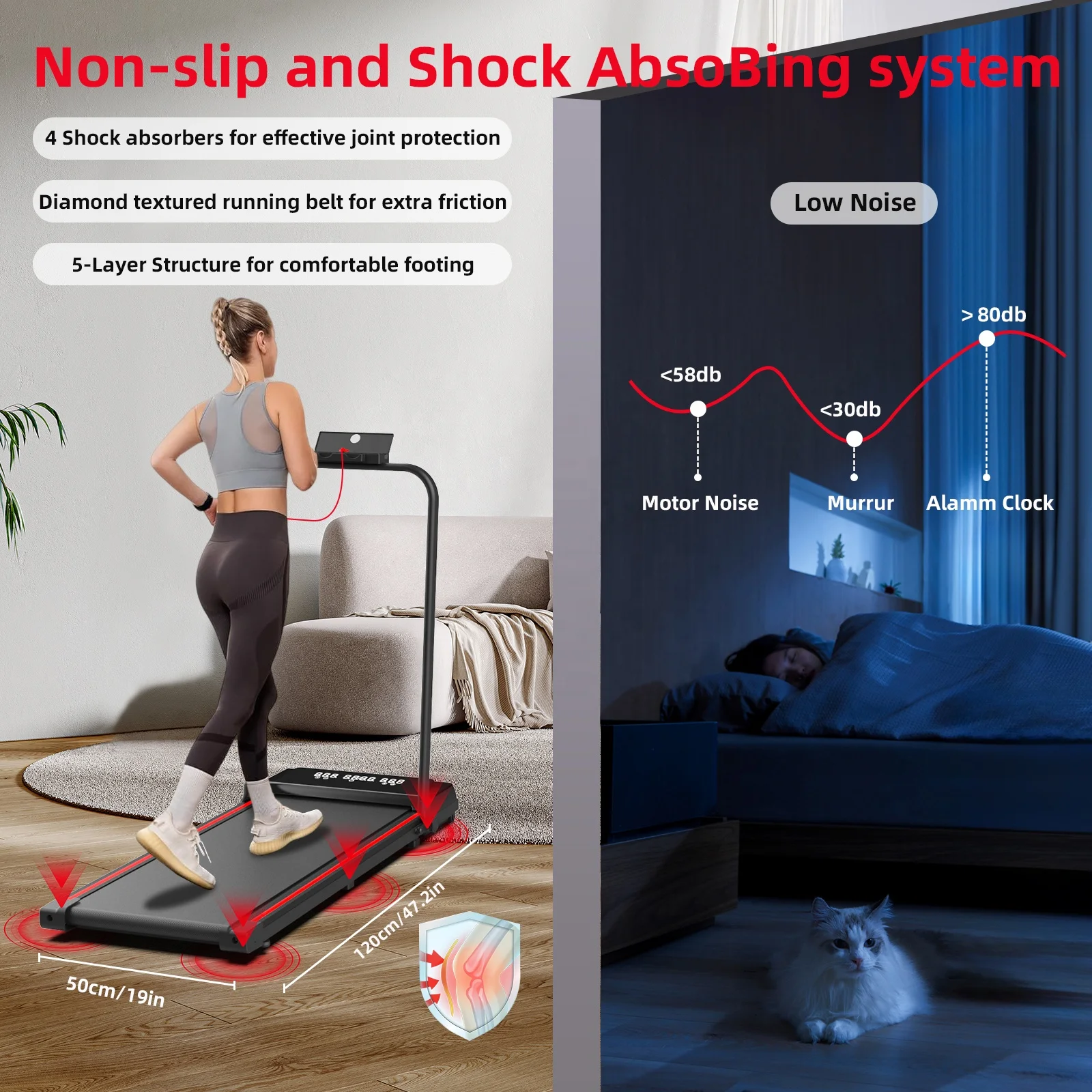 Folding Portable Walking Pad Mini Under Desk Treadmill Machine Running Fitness Manual Electric GYM For Home