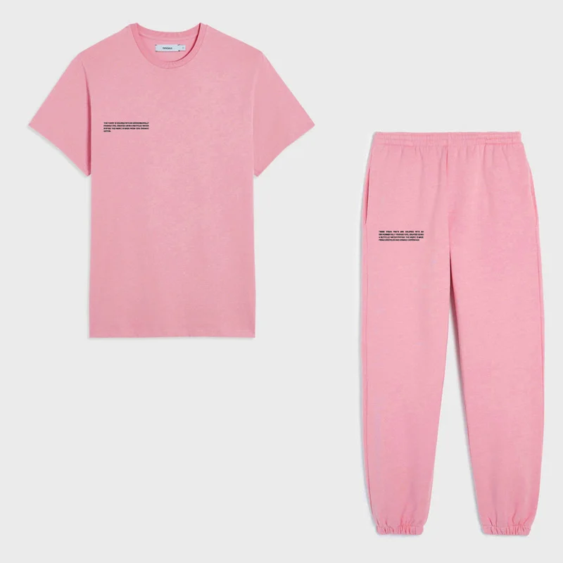 YICIYA Women's Tracksuit 100% Cotton T-shirt And Track Pants Suit For Fitness Sportswear Jogging Two Piece Set Sport Outfit Met