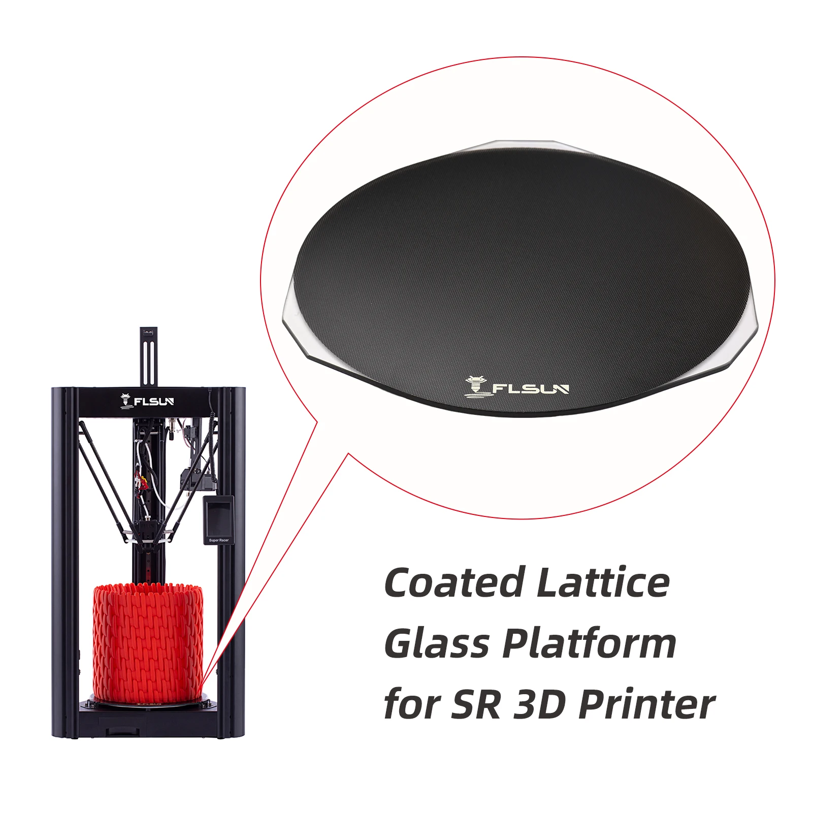 FLSUN Q5 SR 3D Printer Glass Plate Build Surface Coated Lattice Glass Platform Heat Bed Glass Bed 3D Printer Upgraded Parts printer heads