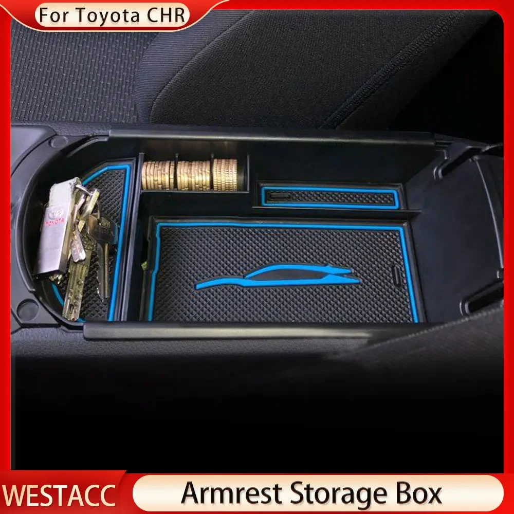 XUKEY Pour Toyota C-HR CHR 2016 2017 2018 2019 2020 2021 Organiseur De Console Centrale De Voiture Avec Plateau De Rangement Décoration Tapis En Caoutchouc Antidérapant