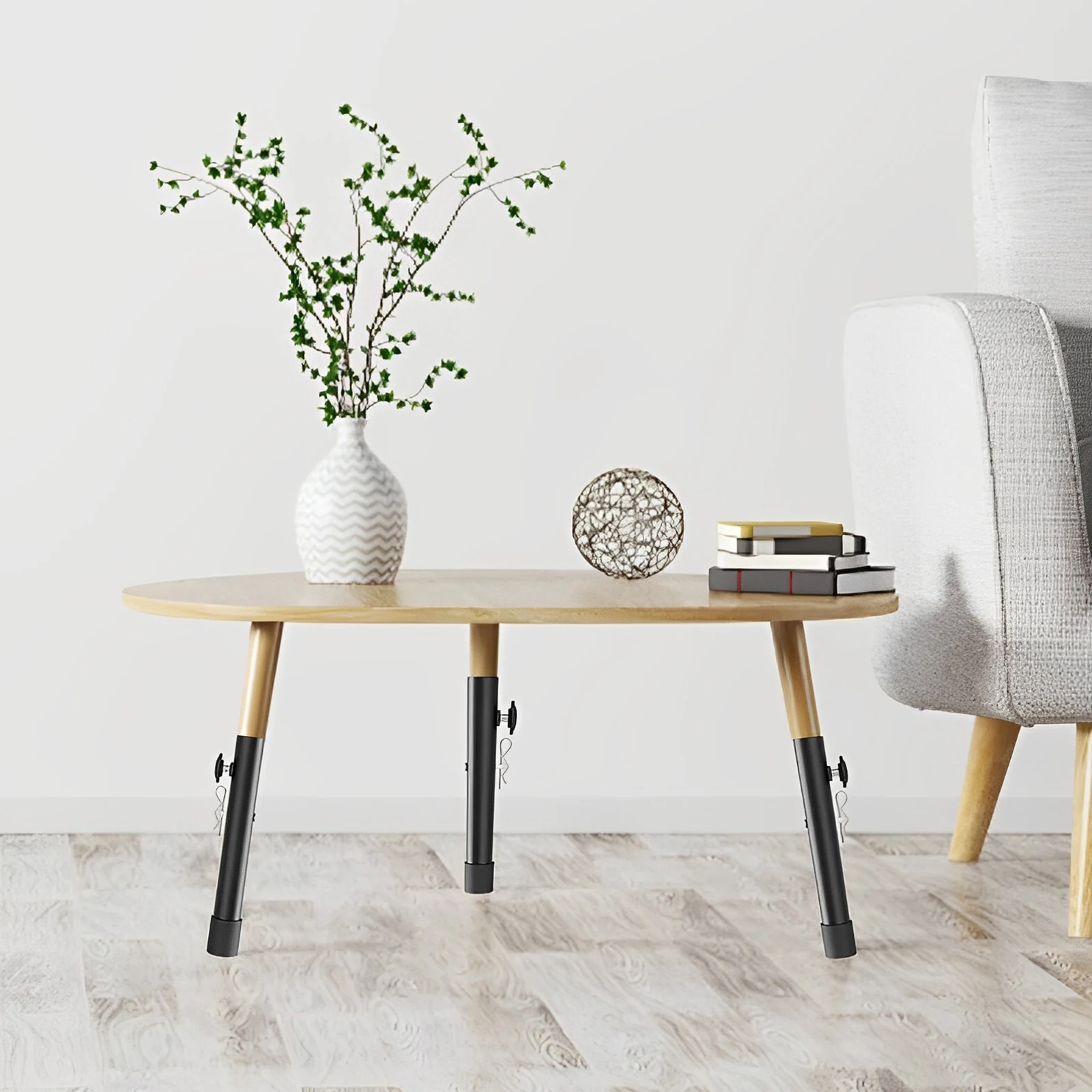 4Pcs Table Leg Extenders 2/4 Level Adjustable Height Table Leg Risers with Fixing Bolts Heavy Duty Steel Furniture Leg Accessory