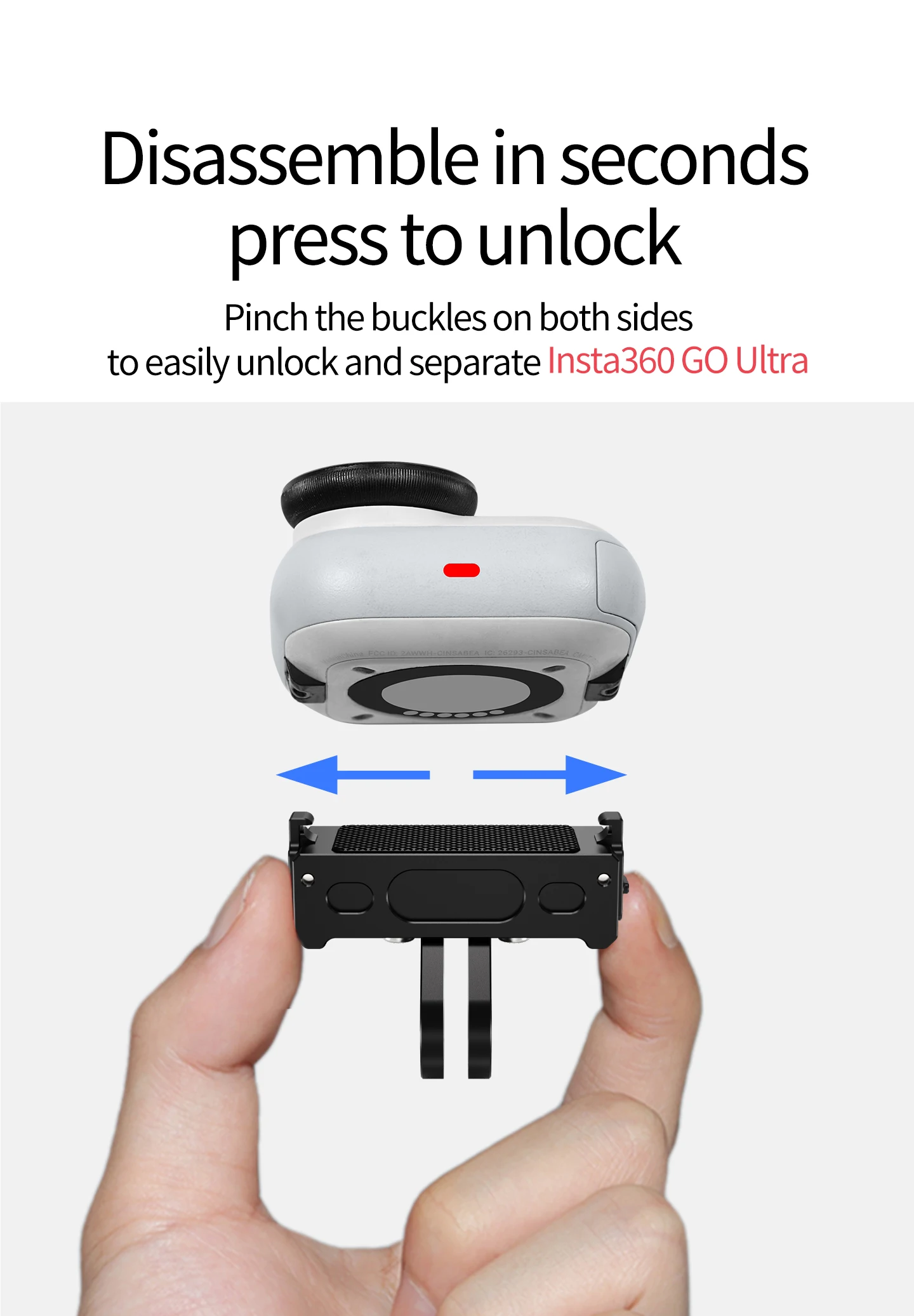 Magnetische Schnellverschlussbasis für Insta360 GO Ultra Action-Kamera, faltbare Aluminium-Adapterhalterung, 1/4 Zoll, 360 Kugelkopf-Stativhalter – Detail 7
