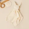 Cotton Gauze Baby Comforter Blanket Cartoon Rabbit Baby Sleeping Doll Solid Color Security Blanket for Infant Kids 4