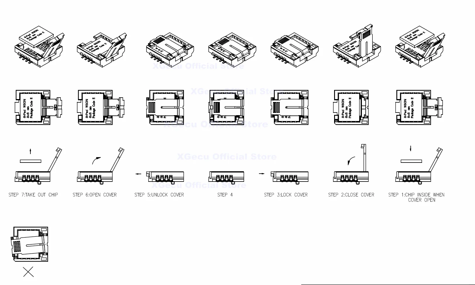 QFN8 /WSON8/MLF8/MLP8/DFN8 na DIP8 univerzální dva v jednom socket/adapter pro zároven 6*5MM a 8*6MM brambůrky SMT  BIOS blesk nástrčkový