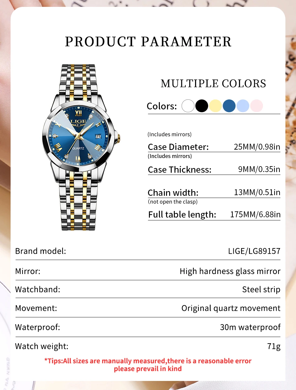 LIGE Orologio Donna - Vista notturna luminosa