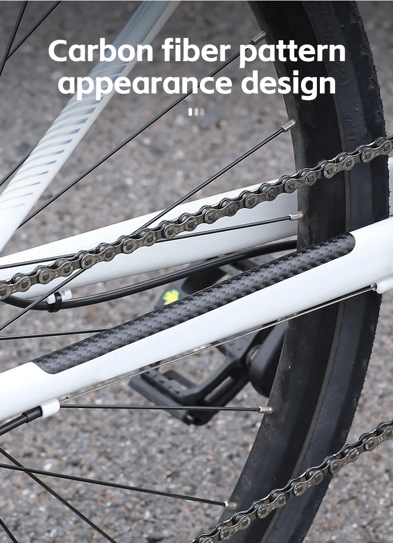 WEST BIKING Fahrradkette Schutzaufkleber Mountainbike Kohlefaser Kettenaufkleber Klapprahmen Anti-Kratz-Schutzfolie – Detail 3