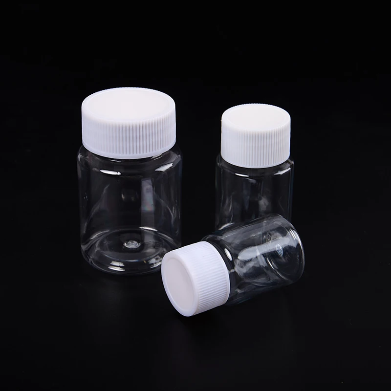 10PCS Plastic PET Clear Empty Seal Bottles Solid Powder Medicine Pill Vial Container Reagent Packing Bottle Refillable Bottle