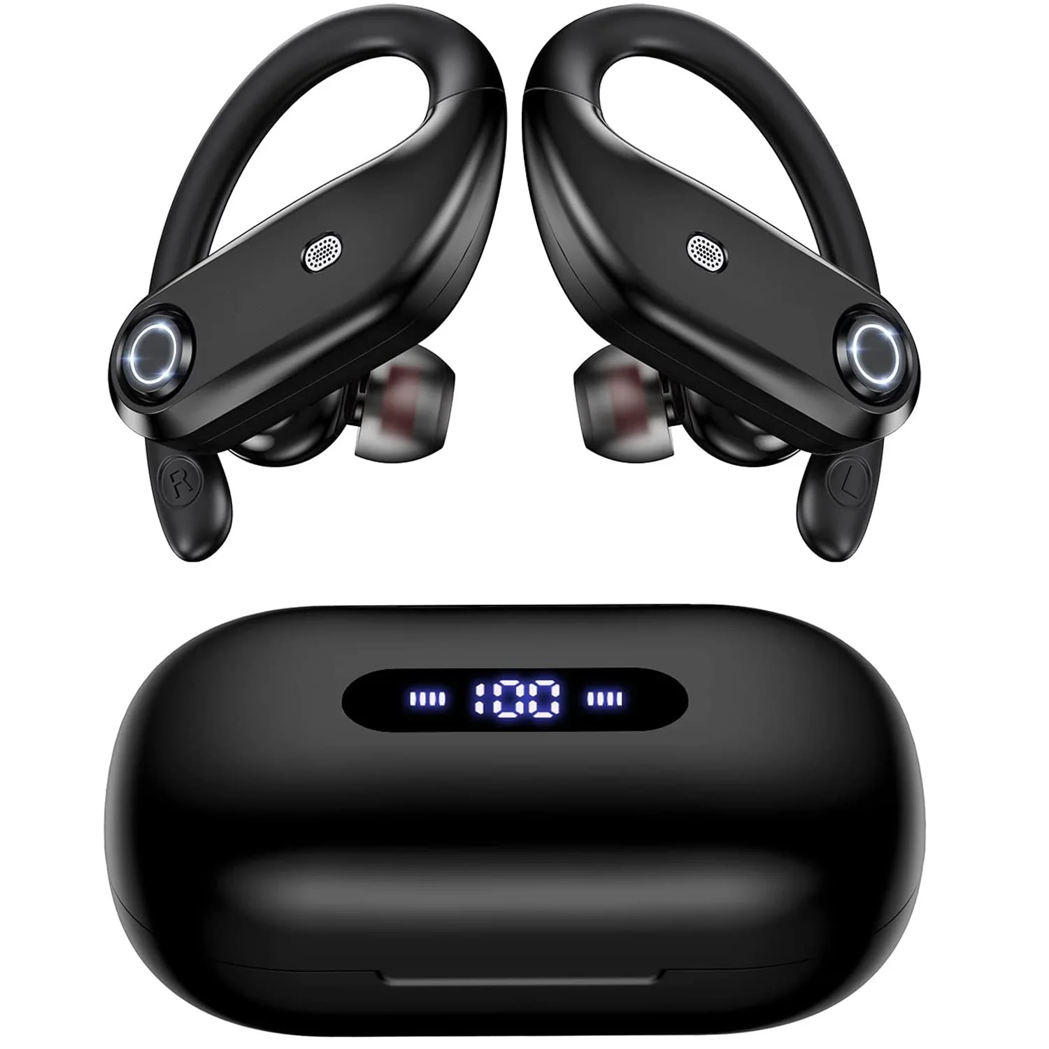 Cuffie Open Ear Bluetooth 6.0 Con Gancio Morbido, 40 Ore Di Autonomia, Display LED, IP7, Suono HiFi, Per Sport E Chiamate