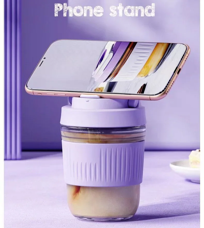 400ml Portable Straw Coffee Cup Children Glass Glass Cup Insulated  Anti-scald Sealed Drinking Water Bottle for Milk Juice