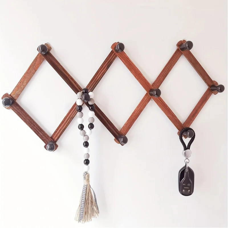1 X-Shaped Wooden Wall Hanger, Expandable Hanger, Accordion Design, Hook, Used For Hanging And Storing Umbrellas, Hats, Wallets