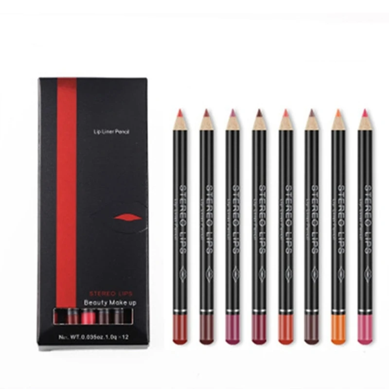 12 Pcs/Set Waterproof Lip Liner Pencil Nude Matte Lipliner Moisturizing Long Lasting Lipstick Liner Professional Makeup Pens