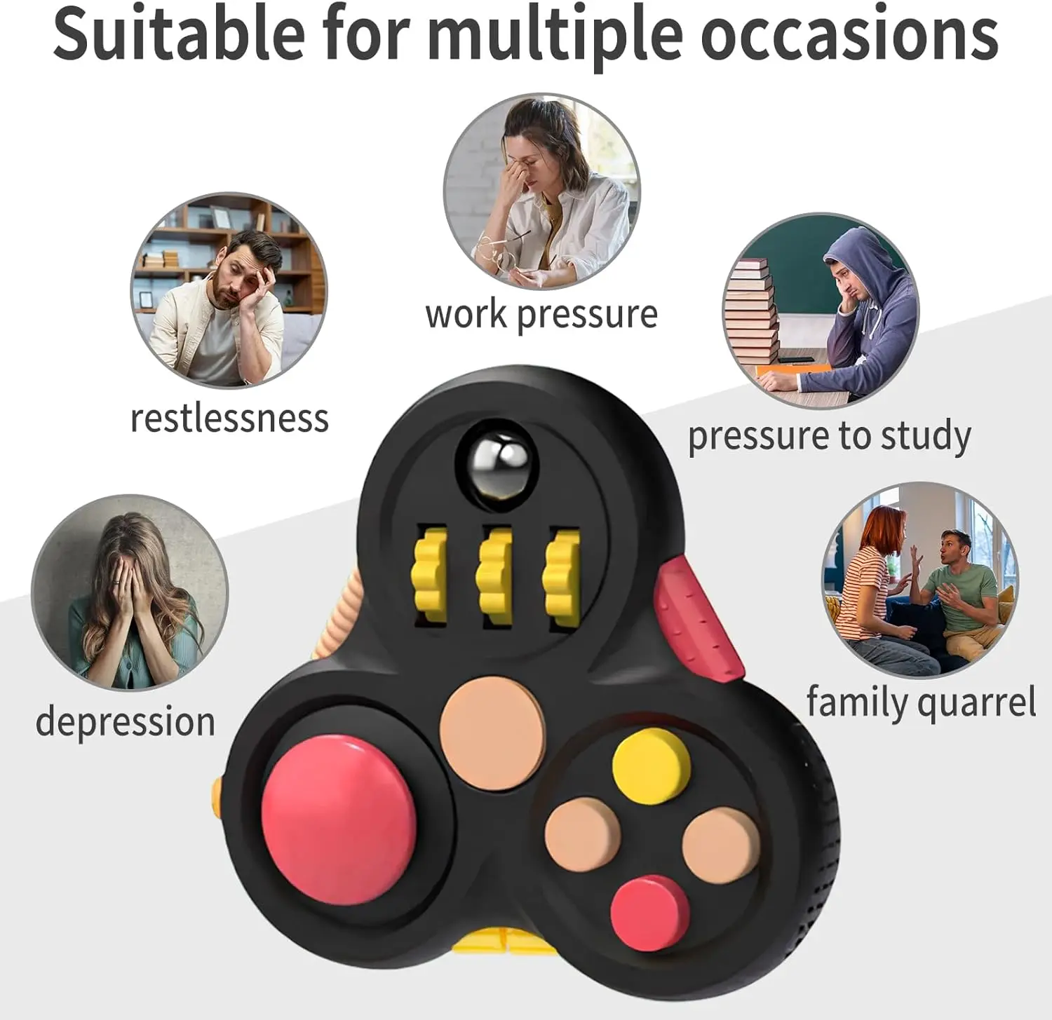 Cool Adults Fidget Pad Toy, Fidget Clicker Controller Desk Cube,Relief Stress ADHD,Sensory Gifts for Kids Teens Boys,Christmas 3