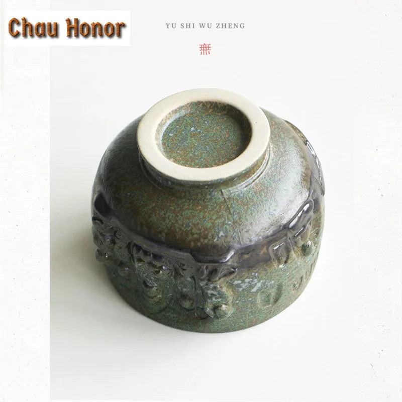 150ml Retro Dunhuang Grottoes High Foot Teacup Coffee Mug Tea Bowl Jug Tea-tasting Meditation Cup Chazhan Master Cup Drinkware