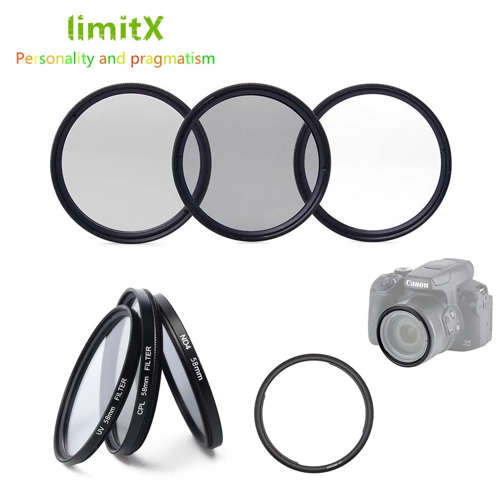 Accessories Uv Cpl Nd4 Filter Lens & Adapter Ring Case Kit For Canon Powershot Sx540 Sx530 Sx520