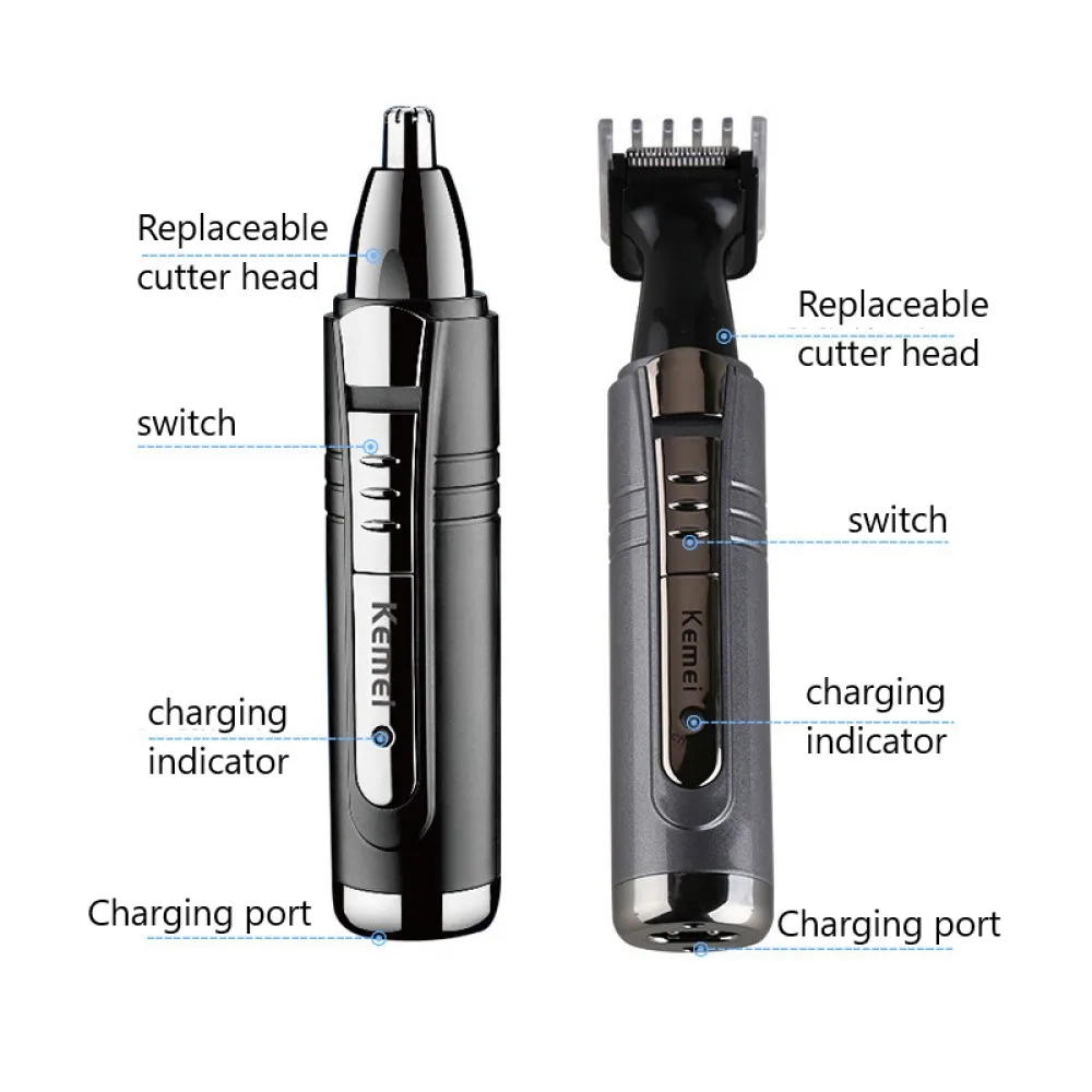 Kemei Electric Nose and Ear Trimmer 2 In 1 Face Care Hair Trimmer for Men Personal Care Tools Small Clipper with Cutting Guides