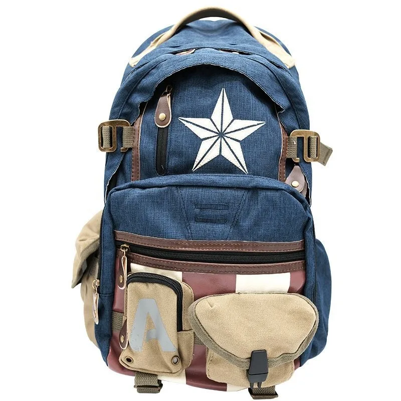 حقيبة ظهر Marvel The Avengers Peripheral Captain America للرجال والطلاب أثناء السفر والترفيه وحقيبة حمل مخصصة للتخزين