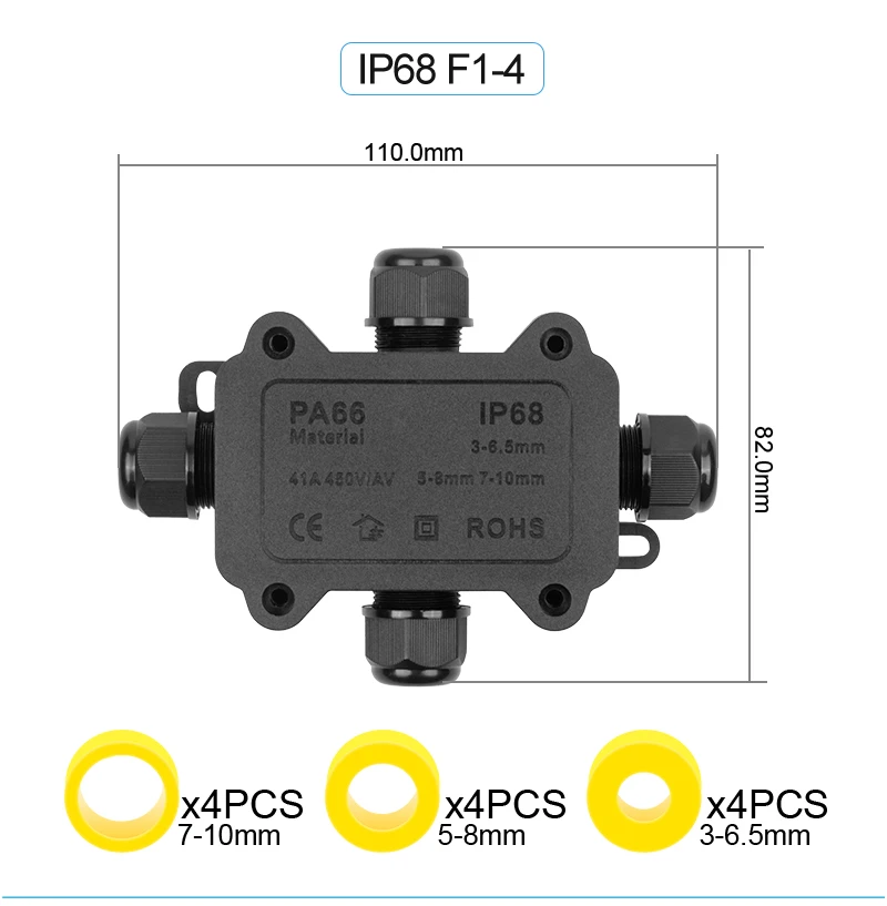 IP68 2/3/4 Weg Im Freien Wasserdichte Box Nylon Externe Fall Box Elektrische Kabel isolierung Anschlussdose Mit Terminal Stecker – Detail 6