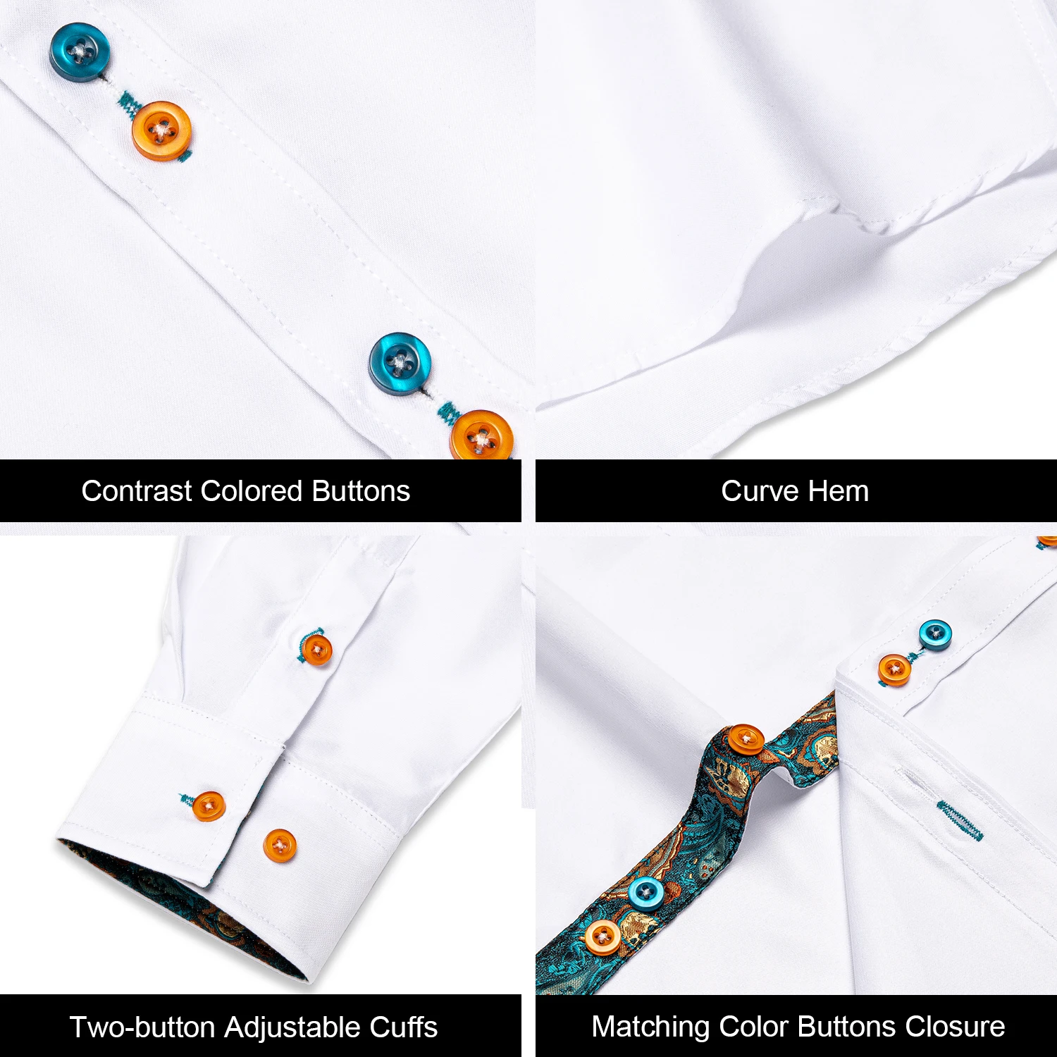New Arrial Button-Down Collar Men's Shirts Fashion White Blue Patchwork Casual Blouse For Man Long Sleeve Business Dress Shirts