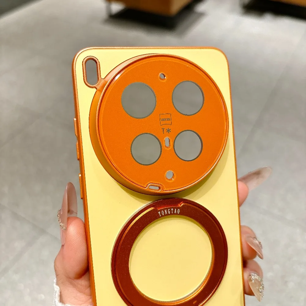 Fashion Dopamine Contrasting Color Phone Case with Magnetic Rotatable Ring Bracket and Shockproof Protection