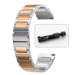Luxury Stainless Steel Business Bracelet Metal Band - 22mm (Silver Rose Gold)