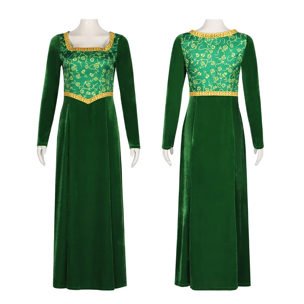 Costume Cosplay Brank Princess Fiona Dress Halloween Fancy Green Dress Fantasy Party Suit Roleplay Per Travestimento Donna Adulta