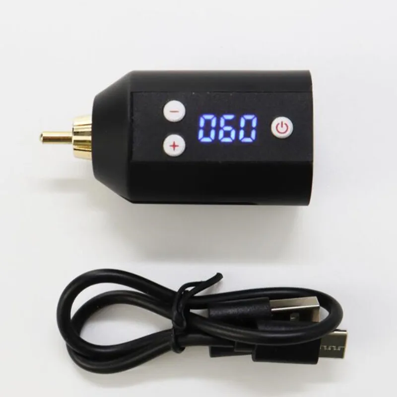 new Mini Rocket Tattoo Machine Set 2Pcs Wireless Tattoo Power Supply RCA Interface Rotary Pen Kit