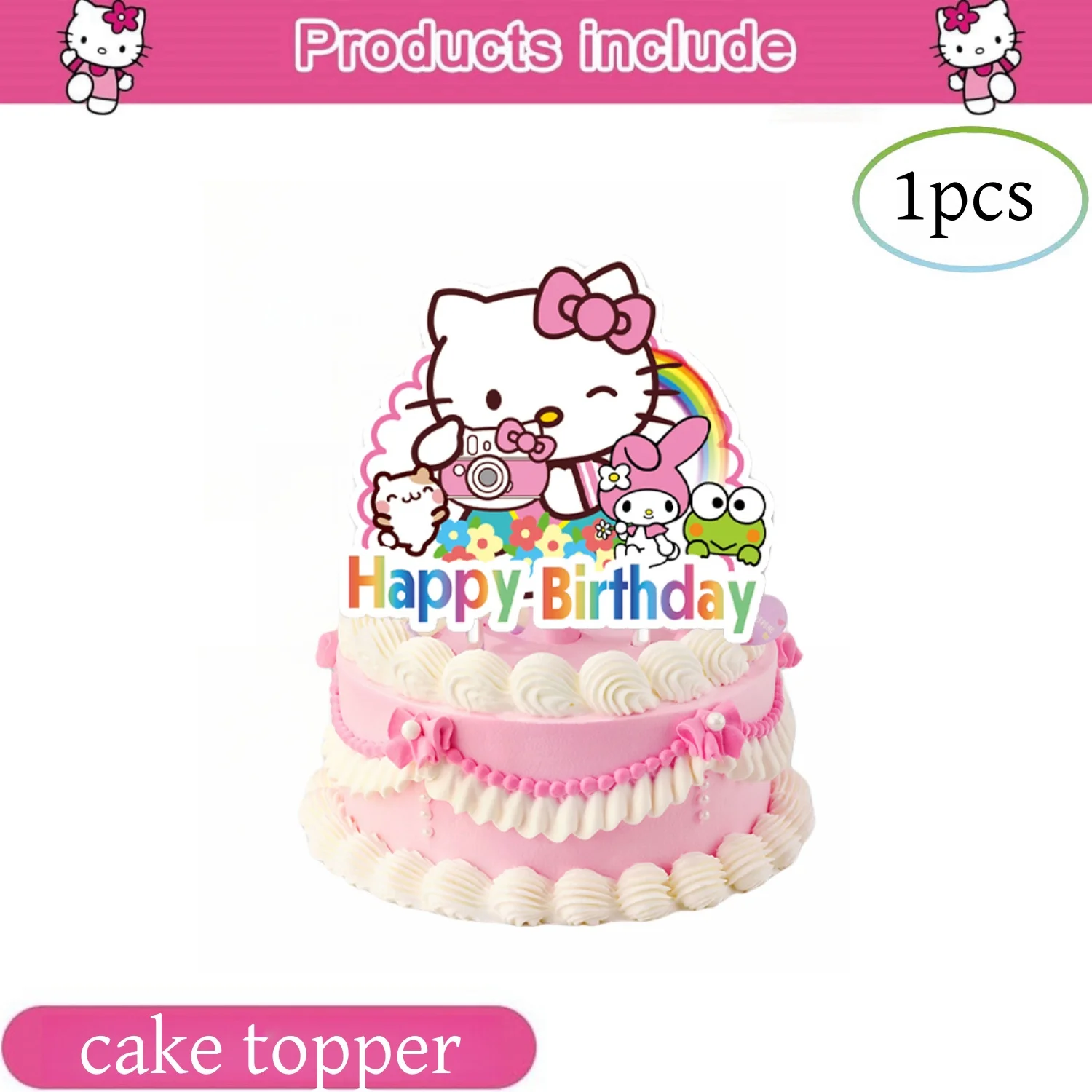 ハローキティケーキトッパー誕生日パーティーの装飾クロミケーキ