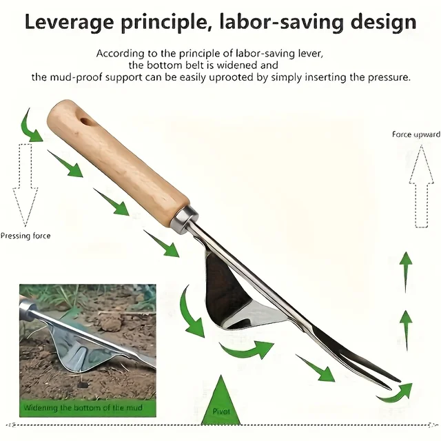 1 multifunctional ergonomic stainless steel weed killer: easy to remove weeds and dandelions, wooden handle weed control tool 5
