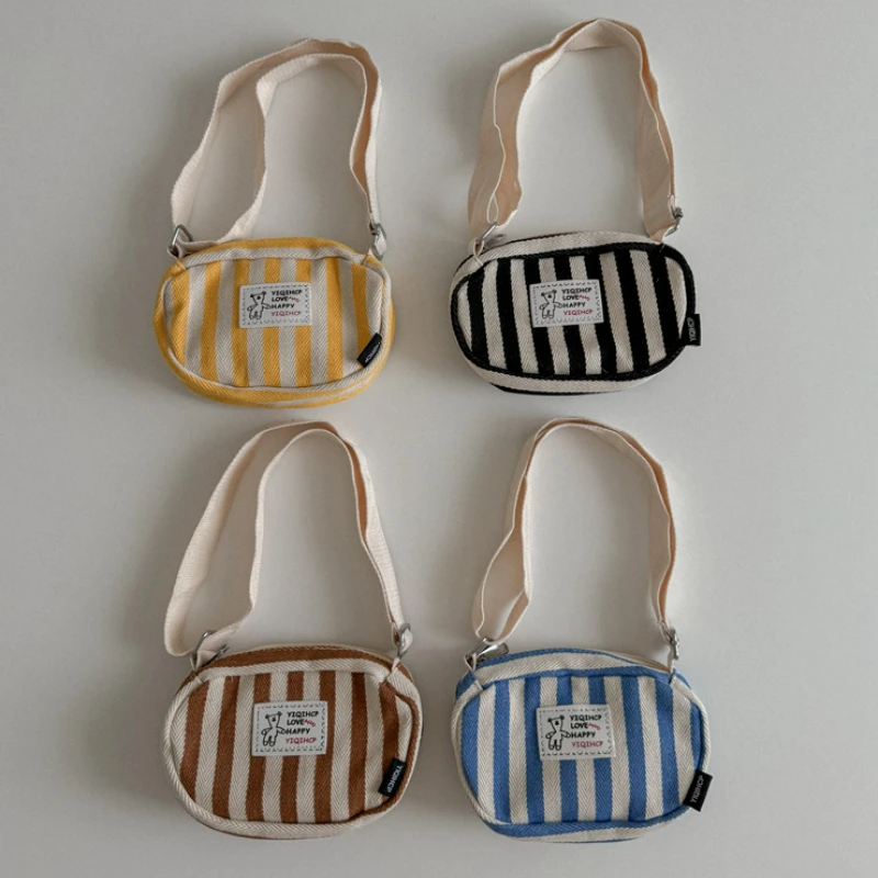 Children's Striped Bag Baby Outer Travel One Shoulder Crossbody Bag Fashion Solid Color Child Baby Change Handbags 5