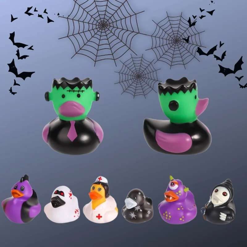 6/12/24Pcs Halloween Series Duck Cartoon Characters Shape Duck Water Toy Gift For Children Festivals Party Decorations 4