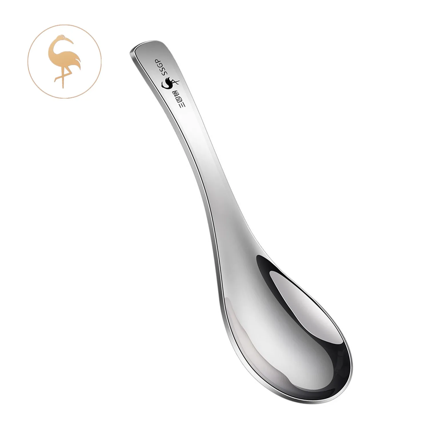 Cucchiaio in acciaio inox, manico lungo Great Circle Soup Cucchiai coreani a manico lungo, manico rotondo in acciaio inox, set di 4 cucchiai da bar argento