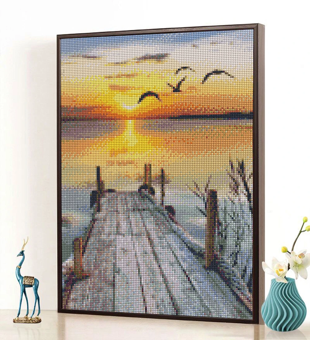 5D DIY Diamond Painting Landscape Sunset Sea Kit Full Drill Square Embroidery Mosaic Art Picture of Rhinestones Home Decor Gift diamond painting diamond art painting kit diamond painting set