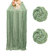 2pcs Cheesecloth Table Runner Wedding Vintage  Gauze Table Decoration Setting Dining Party Christmas Banquets Arches cake Decor 1