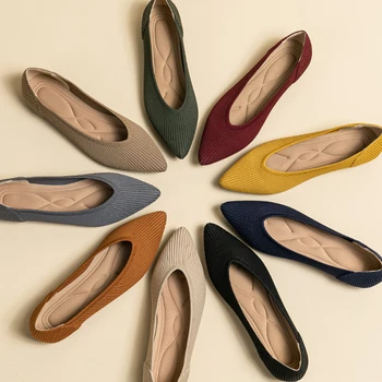 2026 new women's casual shoes flat elastic soft knit mixed color breathable comfortable work shoes fashionable spring and autumn 1