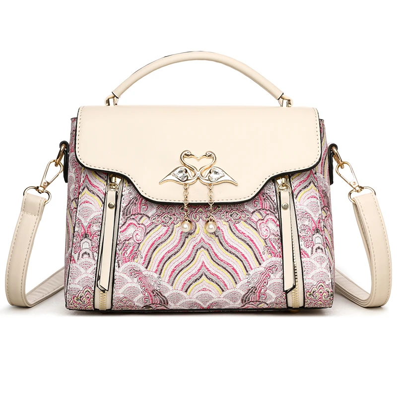 حقيبة يد نسائية جديدة مطرزة بألوان متباينة حقيبة ي...