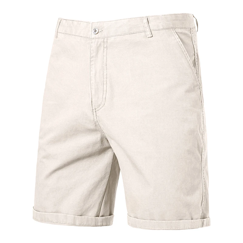 Men's Cotton Casual Shorts - Summer Business Classic Khaki Streetwear in Beige