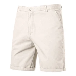 Men's Cotton Casual Shorts - Summer Business Classic Khaki Streetwear in Beige - 30  CN Size (TLk311  White)