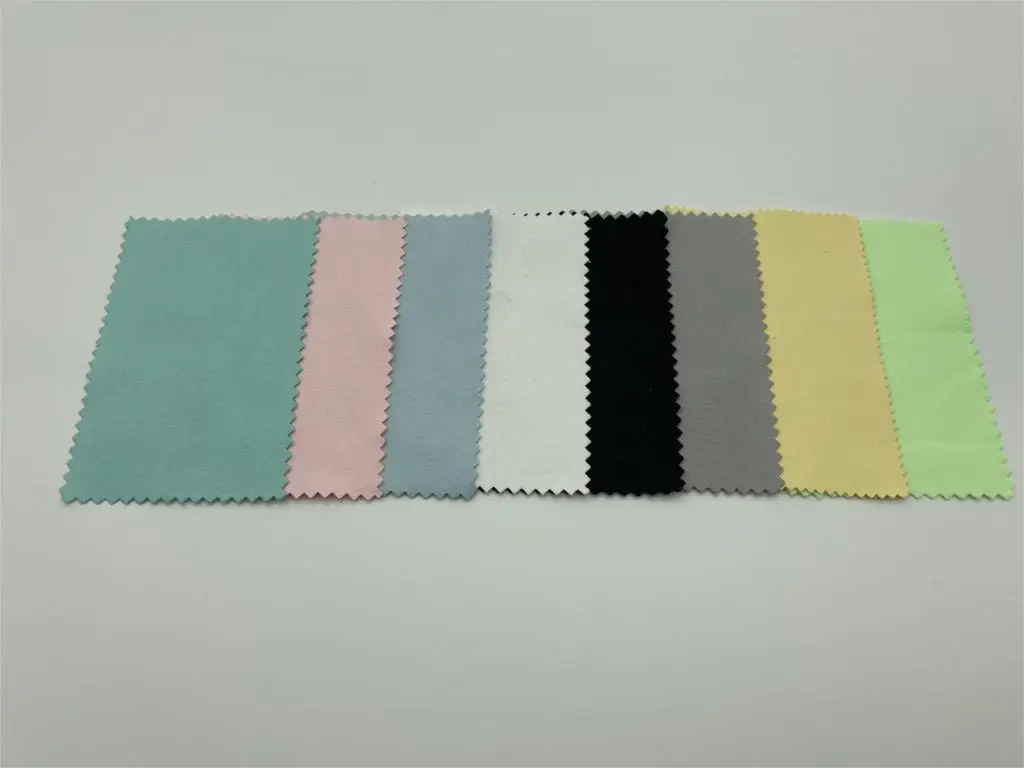 50PCS 10*6.5cm 실버 폴란드어 천 청소 보석 Opp 가방에 대 한 닦아 개별 포장 스웨이드 패브릭 소재