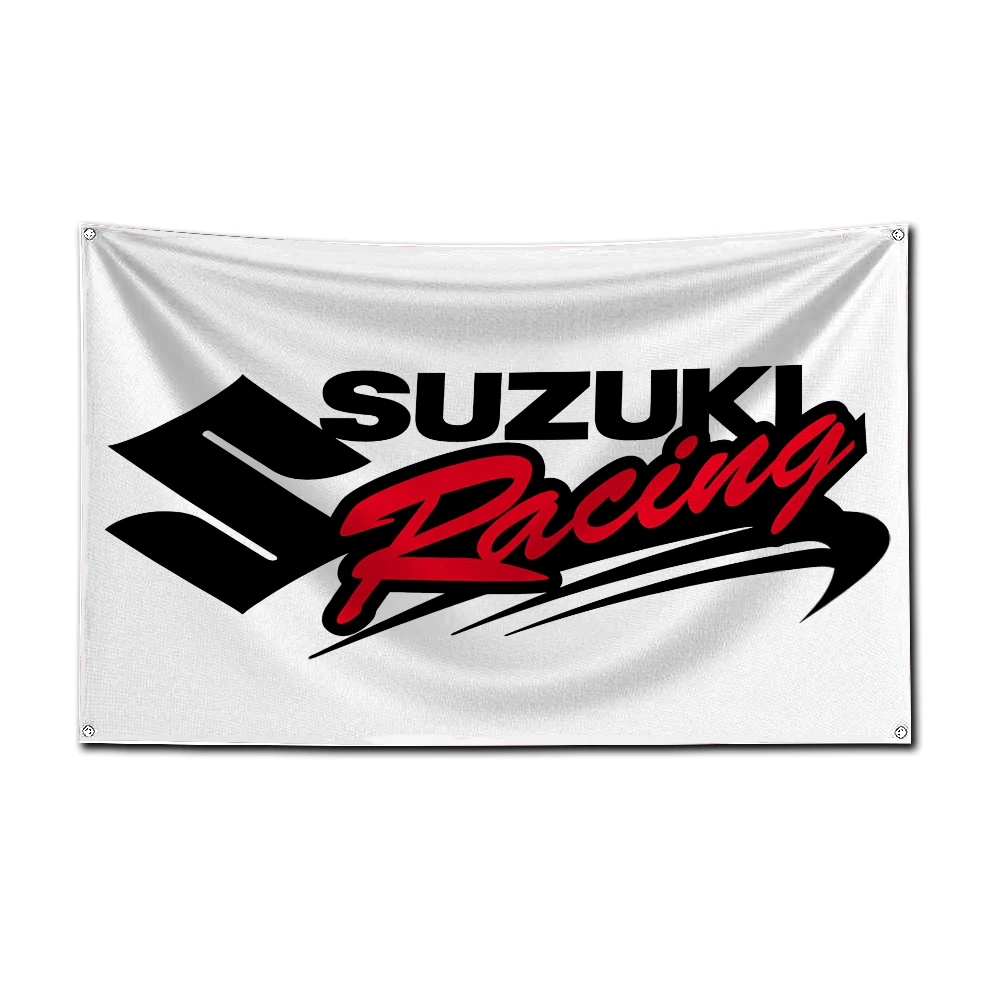 thumbnail image 1 of Bandera de carreras de motos del equipo GSX de 3 x 5 pies, pancarta de impresión de poliéster para S-suzukis, arte de pared de garaje, decoración de puerta exterior con ojales, 1 of 5