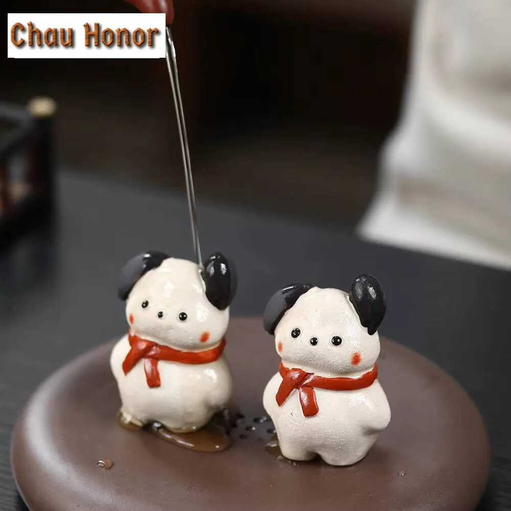 Boutique Puppy Purple Clay Tea Pet Lucky Zodiac Dog Tea Figurine Play Can Be Raised Tea Statue Tea Ceremony Cha Supplies Gift