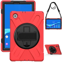 Premium Rotating Tablet Case with Stand and Strap - 360° Protection and Versatility for Tab M10 3rd 10.1 (Red)