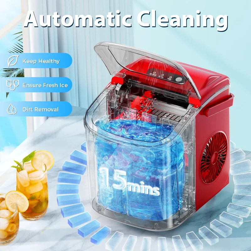 Antarctic Star Countertop Portable Ice Machine with ,Automatic-Cleaning 26Lbs/24H 2