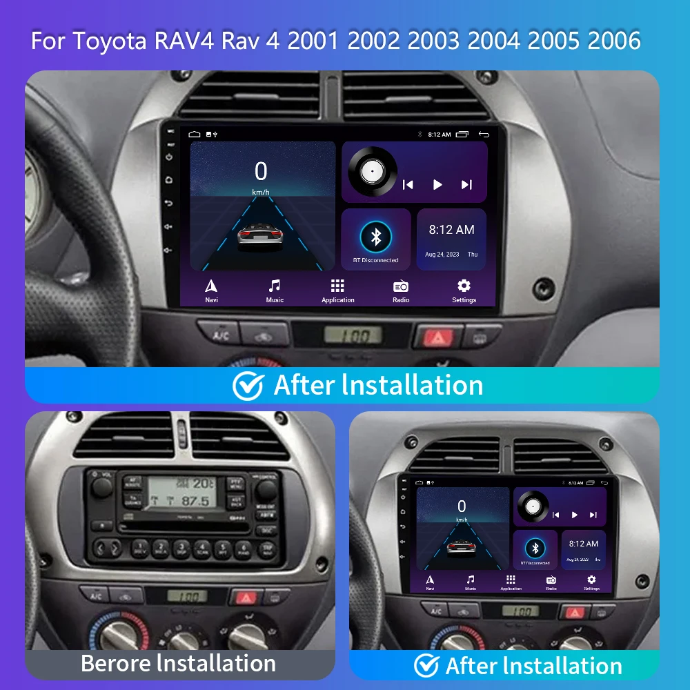 2Din Android13 for Toyota RAV4 Rav 4 2001 2002 2003-2006 Car Radio Multimedia Player GPS Navigation Carplay Stereo autoradio DSP