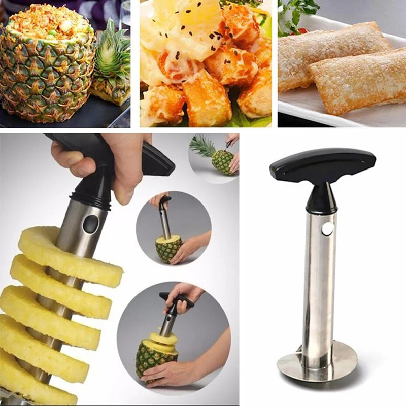 Pineapple slicer peeler Pineapple Peeler Cutter Stainless Steel Convenient Spiral Pineapple Cutting Machine Fruit Peeling Corer Tool Kitchen Accessories