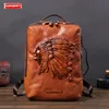 Vintage Leather Men's Backpack Male Laptop Shoulder Bag Men Large Capacity Travel Backpacks Cowhide Schoolbag Indian Cow Leather 1