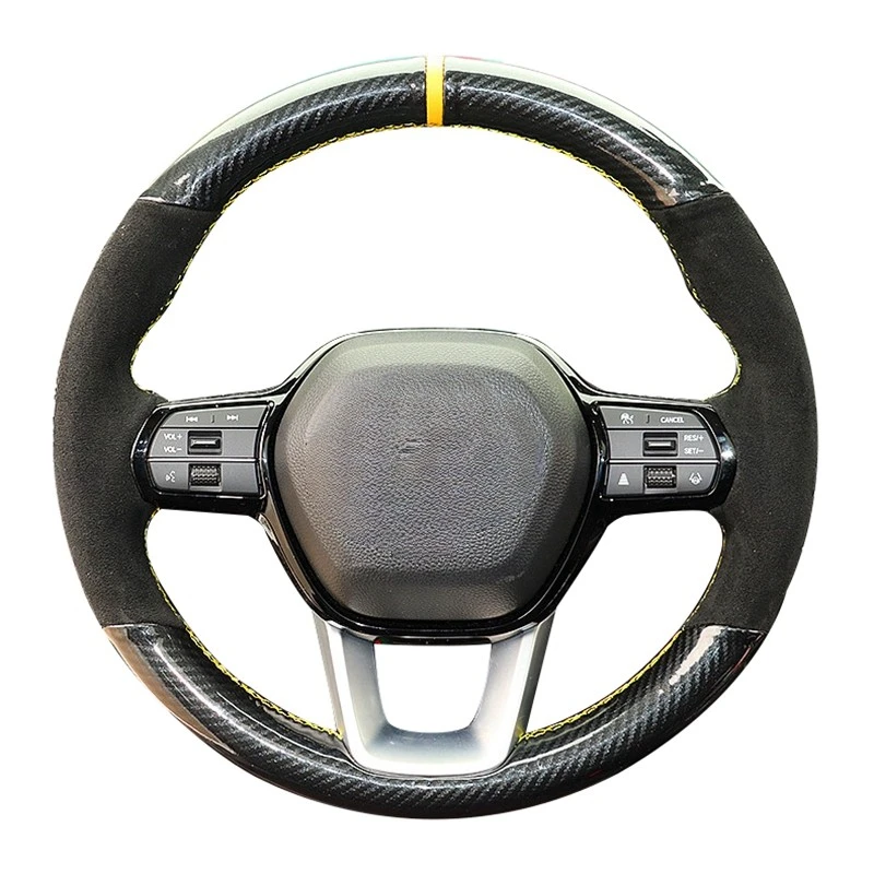 

Hand Sewing Non-Slip Carbon Fiber Suede Braid Car Steering Wheel Cover For Honda Civic 11 XI 2021-2022 Auto Interior Accessories