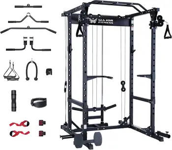 Fitness Drone1 Power Cage - Multi-Function Power Rack for Home Gym, Squat Rack with Pull-up Bar, Cable Crossover System, J-Hooks 1