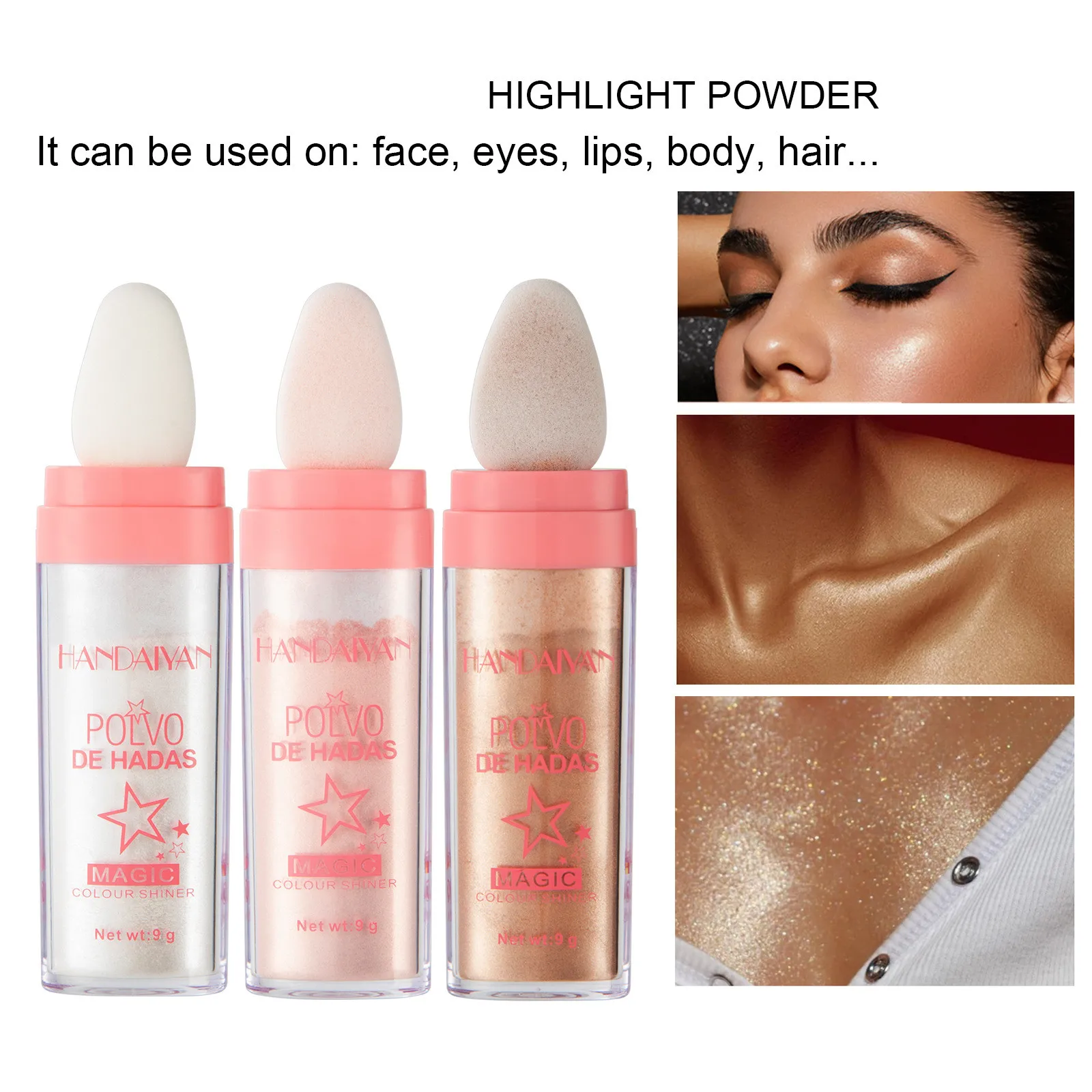 Shimmering Highlighter Powder High Gloss Illuminating Powder Professional Face Makeup Eyeshadow Lips Hair Body Glitter Make up